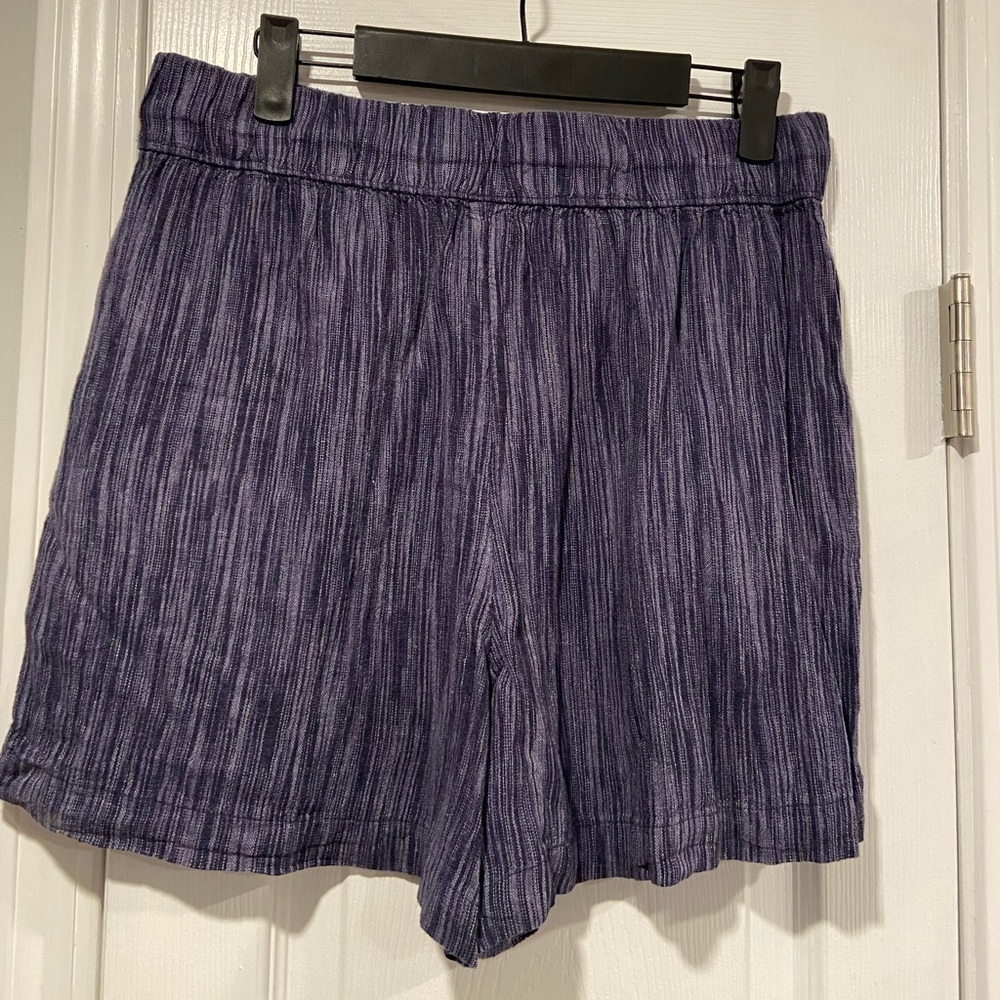 NWT Time & Tru Size S Blue Linen Blend Comfy Pull On Drawstring Shorts Pockets - Picture 10 of 16